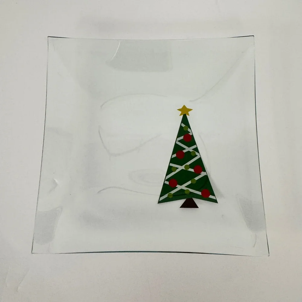 The Pampered Chef Holiday Appetizer Plate Set Of 4 Clear Christmas Tree Glass